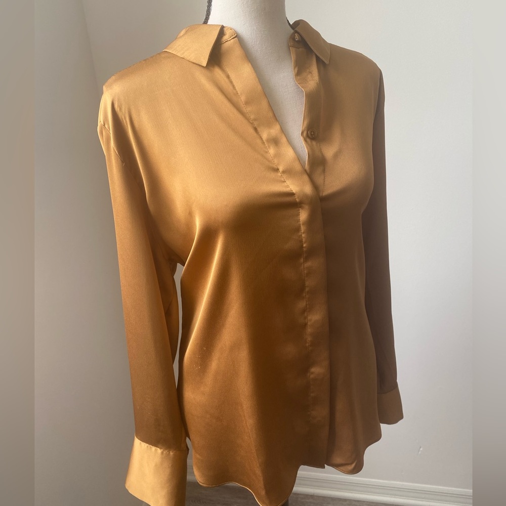 Luxurious gold satin top